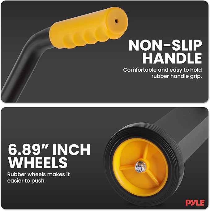 Pyle 24” Rolling Magnetic Sweeper with Adjustable Handle - Strong and Durable Metal Construction, Heavy-Duty Cleaning, Metal Pickup for Industrial and Commercial Use (Black and Orange)