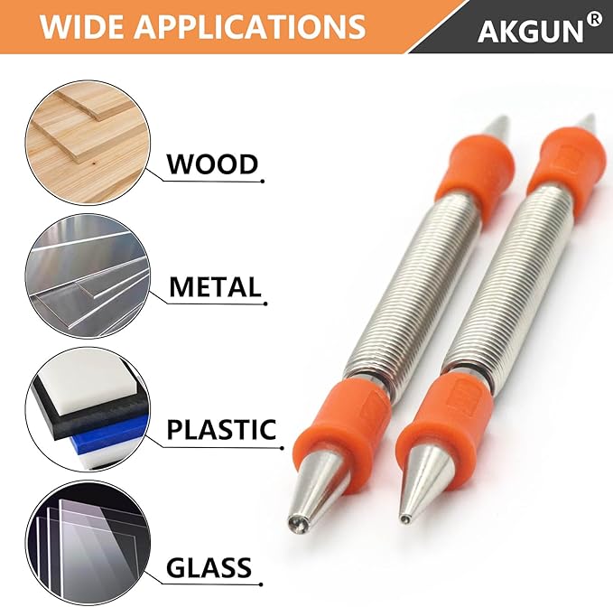2-Piece Dual Head Nail Setter Kit, Nail Setter Features 1/32-in, 1/16-in, 3/32-in, 1/8-in, Hammerless Nail Set Trim Pak for Wood