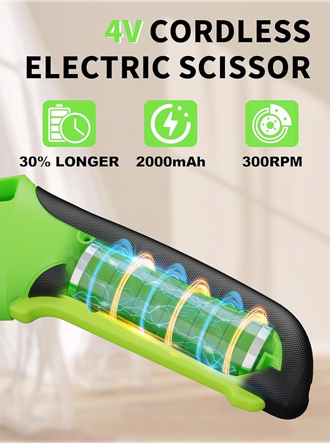 4V 2000mAh Cordless Cardboard Cutter, Electric Box Cutter for Cardboard with 2 Titanium Blades, LED & Safety Lock, Rotary Cutter for Fabric, Stocking Stuffers Gifts for Men Women - Leaf Green