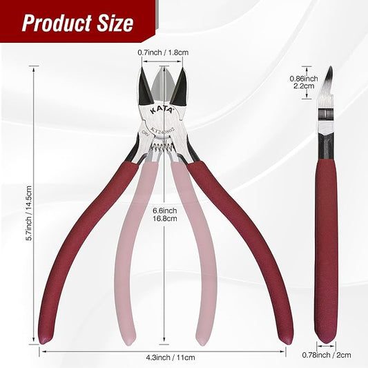 KATA Wire Cutter Plier for Crafts: 2-Pack Heavy Duty 6 Inch Side Cutter Metal Cutting Tool - Safety Cap Sharp Flush Cut Model Snips For Zip Ties, Floral, Artificial Flowers, Chicken Wire, Electronic