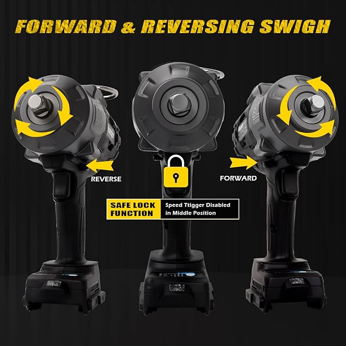 Cordless Impact Wrench 1/2" for Dewalt 20V Battery, Impact Wrench 1700FT-LBS(2300N.m) High Torque Brushless Electric Impact, with 4 Modes Power Impact Driver for Car, Truck, Mower (No Battery)