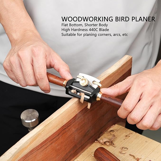 Woodworking Planer Flat Base Adjustable Bird Planer Flat Base Hand Wood Plane for Woodworking Corner Arc Trimming