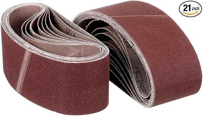 3 x 24 Inch Sanding Belt, 21 Pcs 40/60/80/120/180/240/400 Grits Aluminum Oxide Knife Sharpener Belts Work Sharpening for Belt Sander Knife Carving Tool Metal Working