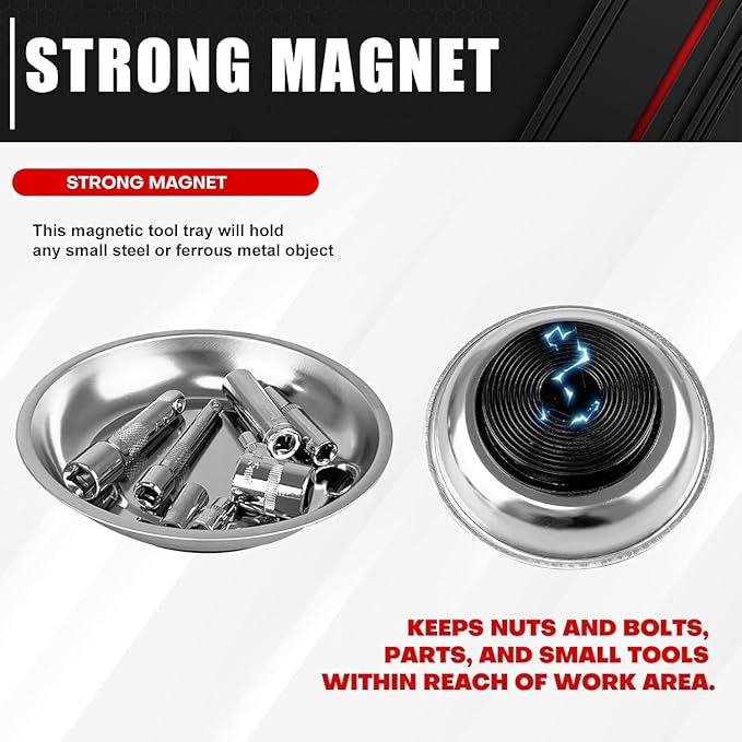 GUTIMORE Magnetic Pickup Tool Set, 25"Flexible magnetic pickup 2LB,Telescoping Magnet Pickup 10LB,6"Magnetic tray,Strong Magnet for Hard to Reach Keys,Bolts,Nuts and Screws