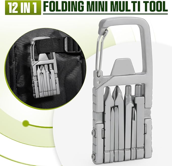 Generic 12 in 1 Keychain Multitool Screwdriver Bit Folding Multi Tool Bottle Opener Portable Pocket Tool for Outdoors Camping
