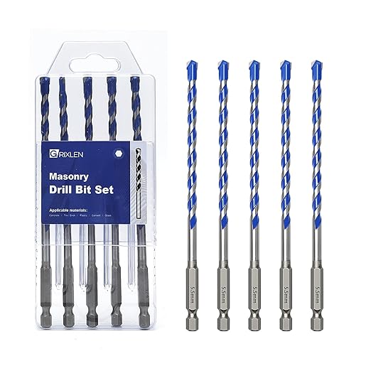 5 Pack 1/5 inch (5.5mm) Concrete Drill Bit Set,Masonry Concrete Drill Bit Set with Hex Shank,Carbide Tip Drill Bits for Concrete, Tile,Brick, Plastic, Cement (1/5"竊? Pcs竊?
