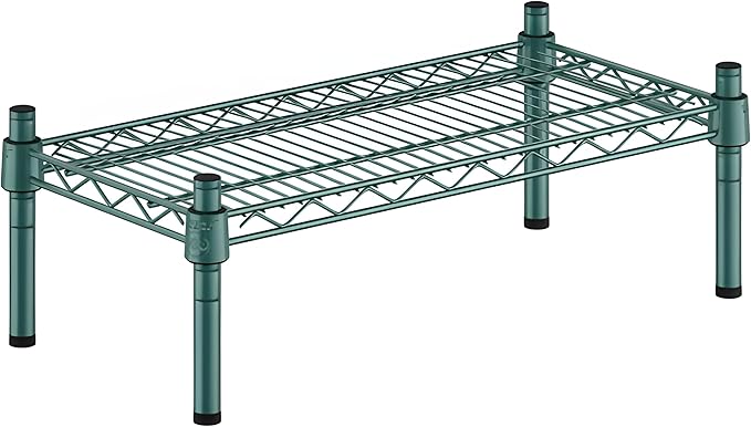 12" x 24" x 8" Green Epoxy Wire Storage Shelf, Dunnage Rack, Commercial 1 Tier Small Shelf