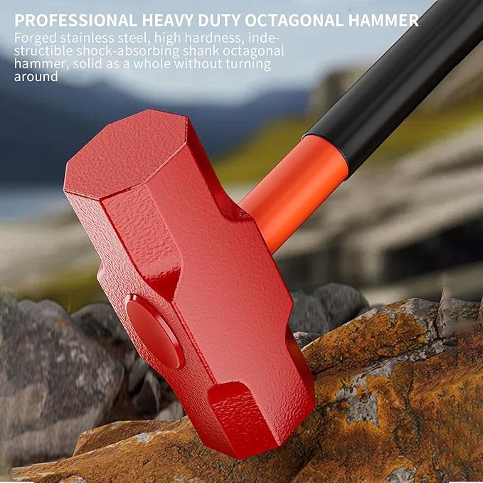 2 lb Sledge Hammer - Slug Drilling Crack Hammer - Small Sledgehammer with Forged Steel Construction & Fiberglass Handle Shock-Resistant