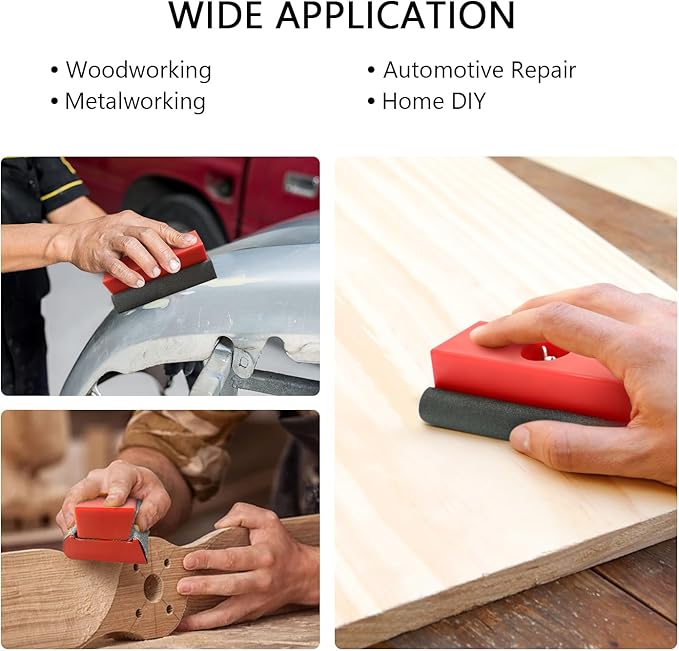 SCOTTCHEN Hand Sanding Blocks Auto Body 2pack, Sandpaper Woodworking Furniture Sander Hand Tool, 50pcs sandpaper, Grit 120 to 3000