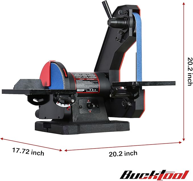 BUCKTOOL Dual Speed 1" x 42" Belt Disc Sander Combo, Bench Knife Sharpener with Large Work Table, Professional Benchtop Belt Sander with Direct-drive 4.8A Brushless Motor for Metalworking, BD1801DS