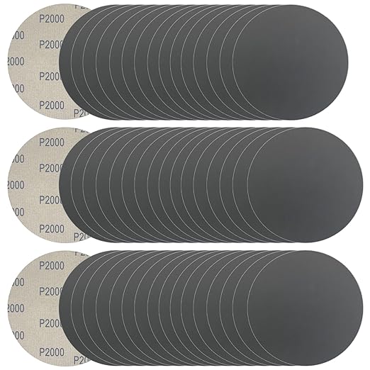 6 Inch 50 Pcs Wet Dry Sanding Discs Hook and Loop, 2000 Grit Sandpaper Automotive Wood Metal Polishing & Sanding, Silicon Carbide Sand Paper for Random Orbital Sander (Grit 2000)
