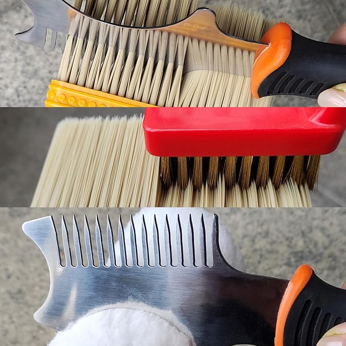 QMARK Paint Roller Cleaner Tool Kit, Paint Brush Comb, 4 in 1 Painter Tool, Soft Brass Wire Bristles