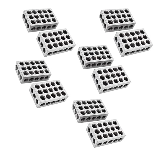 5 Pair of 1-2-3 Blocks Matched Pair with 23 Holes Precision Machinist Milling 0.0002In for Milling Machine Jig