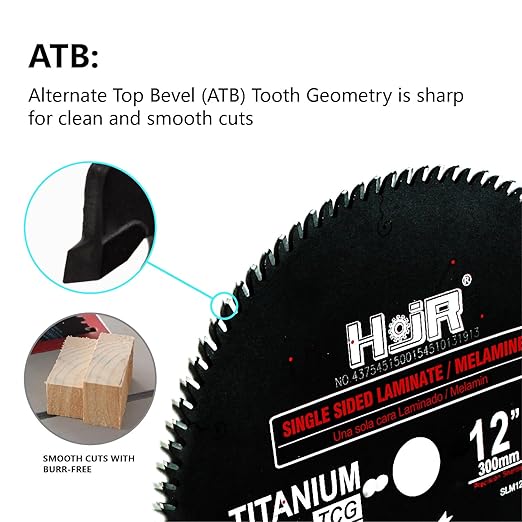 Woodworking Circular Saw Blades,12" 96-Tooth 5/8" Arbor, Wood Cutting for Laminate,Melamine, Plywood,Chipboard,with Non-Stick Coating -TF,SLM 12" 96T TF