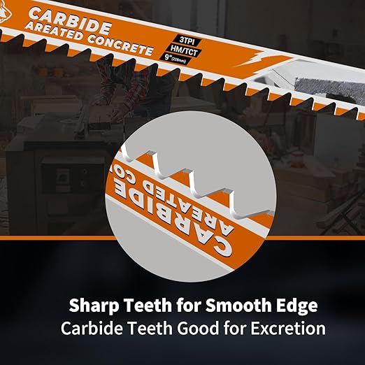 5 Pack Carbide Reciprocating Saw Blade Set, Premium Metal Blades Set for Nail Embedded Wood, Concrete, Heavy Metal, Cast Iron, Alloy Steel Cutting, Heavy-Duty for Demolition