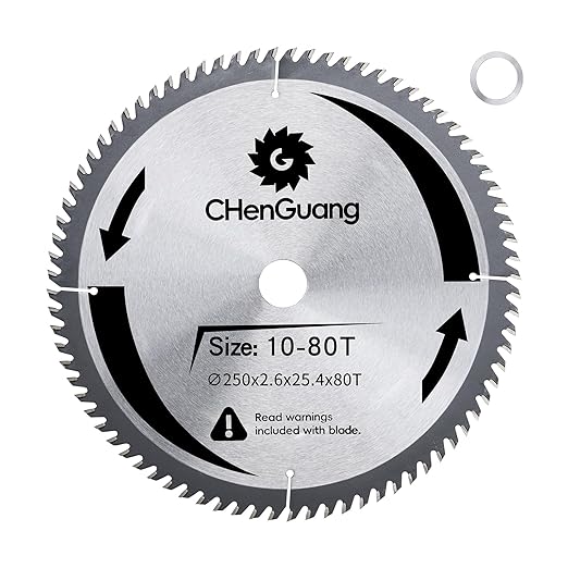 10-inch 80-Tooth Carbide-Tipped Saw Blade High-Performance Professional Saw Blade Specifically Designed for Wood Cutting Woodworking Circular Saw Blade