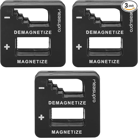 Demagnetizer and Magnetizer for Screwdrivers Tips, Bits, and Small Tools, Large or Big Screws, Drills, Drill Bits, Sockets, Nuts, Bolts, Nails and Precision Construction, Black - 3 Pack