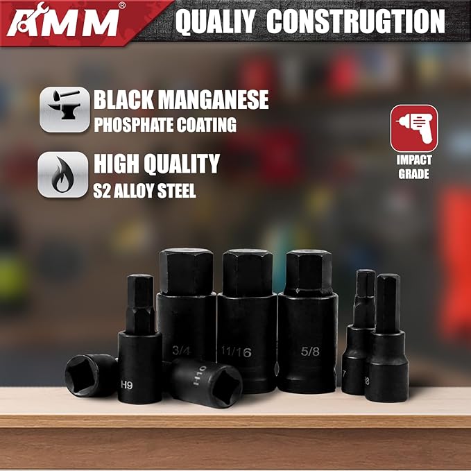 AMM 107PCS Allen and Torx bit socket set, 1/4", 3/8" and 1/2" Drive,Extra long torx/Tamper proof torx/Hex/Ball End Hex,SAE/Metric socket set, S2 Alloy steel bits