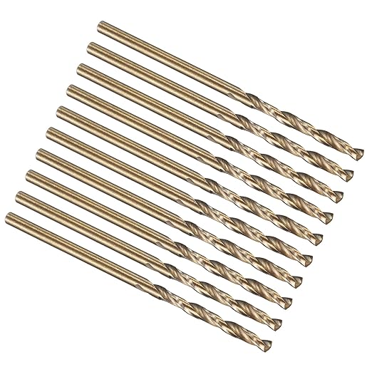 PATIKIL 2mm Drill Bit, Jobber Straight Shank M35 Cobalt 5% High-Speed Steel 135째 Gold Finish for Stainless Steel Hard Metal - 10 Pack