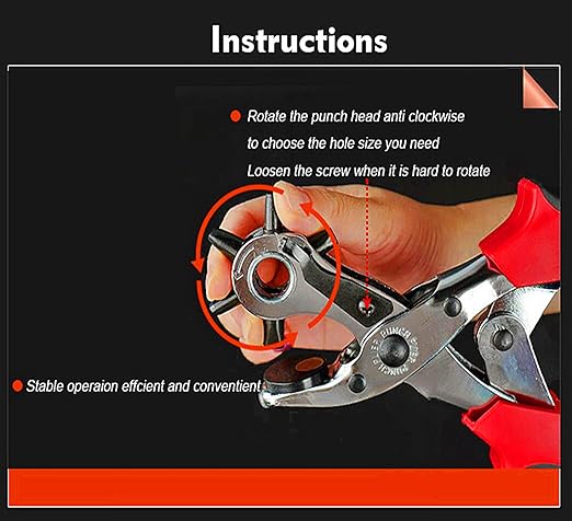 Belt Punch Pliers竊똋eather Hole Puncher Leather Punch Tool for Belts, Handbag Straps and More Precision Multi-Size Fabric/Leather Hole Puncher for Crafts/Easy DIY Belt Holes, etc.