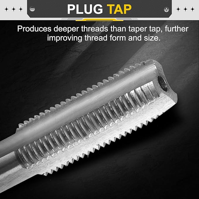 uxcell Hand Plug Tap M7 x 0.75 H2 Metric Thread Plug Style Taps Straight Flute Screw Tapping Threading Tool High Speed Steel HSS6542