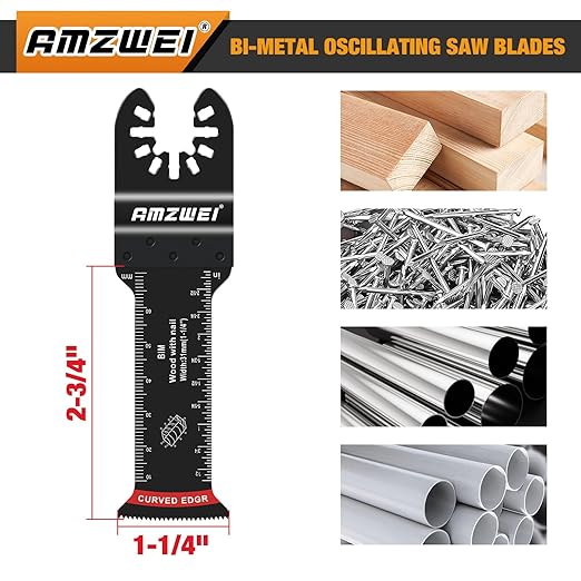 30 Pcs Extra Long Bi-Metal Oscillating Tool Blades Metal Cutting, Curved Edge Multitool Blades for Wood with Nails, Wood, Plastic, Compatible with Dewalt Milwaukee Bosch Worx Ryobi (70MM)