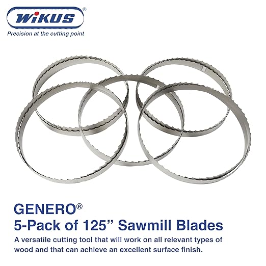 Bandsaw Blade 125'' x 1 1/4'' – Portable Precision Band Saw Blades for Woodworking, Sawmill & Wood Cutting - 10° Durable Saw Blade, 1.15 TPI, 0.042'' Thick - 5 Pack - Made in Germany – GENERO by WIKUS