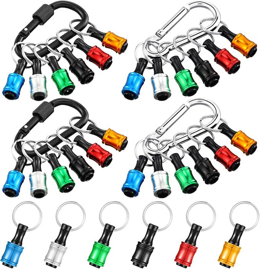 Gisafai 24 Pcs 1/4 Inch Bit Holder Keychain Hex Shank Aluminum Alloy Screwdriver Bits Holder Extension Bar Keychain Screw Adapter Drill Change Handheld Portable(Multicolor)