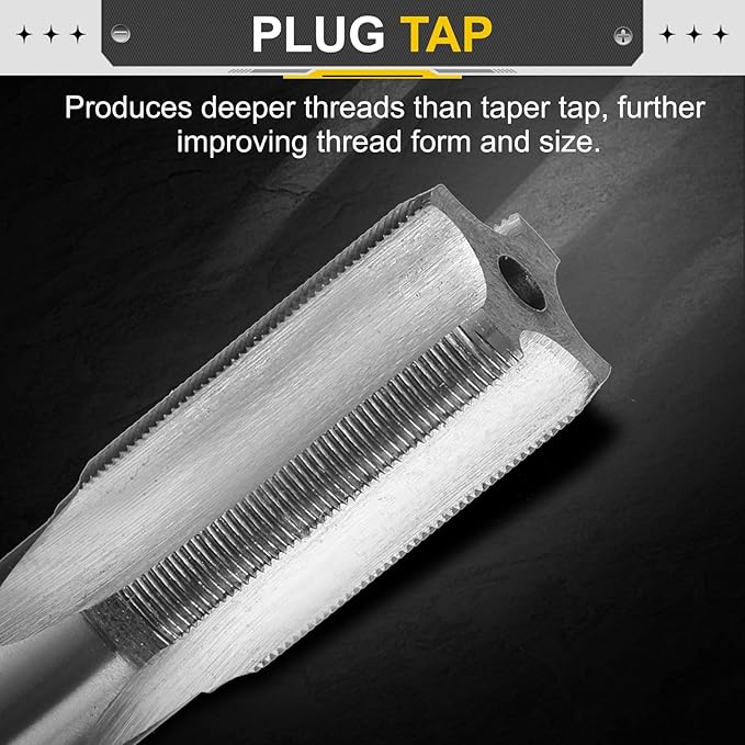 uxcell Hand Plug Tap M13 x 0.5 H2 Metric Thread Plug Style Taps Straight Flute Screw Tapping Threading Tool High Speed Steel HSS6542
