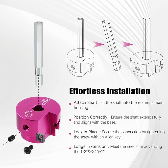 PVC Pipe Reamer Kit 4 PCS 1-1/2", 2", 3", 4" for SCH 40 CPVC & ABS Plastic Fittings ??Fits 1/2" Drills with 3/8" Hex Shaft ??Ideal for Exhaust, Drain & Water Pipe Cleaning, Durable & Heavyduty