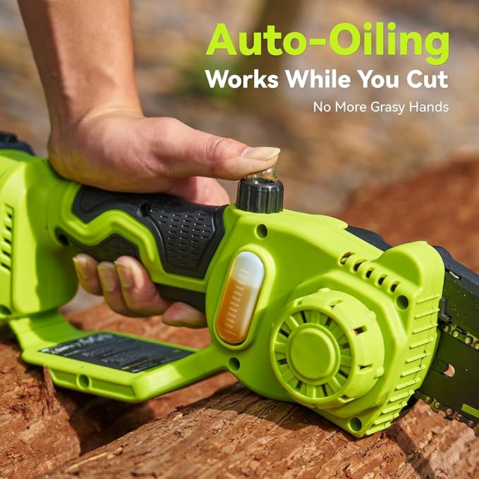 Mini Chainsaw Cordless, 8 Inch & 6 Inch Electric Chainsaw Battery Powered, 1000W Brushless Handheld Power Chain Saw with 2 Batteries, Tree Saw for Branch Trimming Wood Cutting, Gift for Men Women