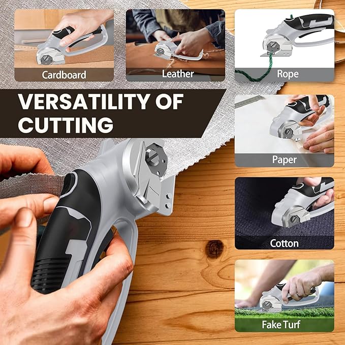 Cordless Electric Scissors ??4V Rotary Fabric & Cardboard Cutter ??Light-Duty Carpet Cutting Tool for Crafting and Home Use ??Portable Rechargeable Box Cutting Machine with Replaceable & Extra Blade