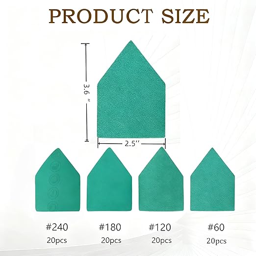 80 Pack Box Triangle Sanding Sheets 90 * 65mm Fits M12 Sanders竊?0, 80竊?20, 240 Grit (20 of Each) Heavy Duty Hook & Loop Detail Sanding Paper