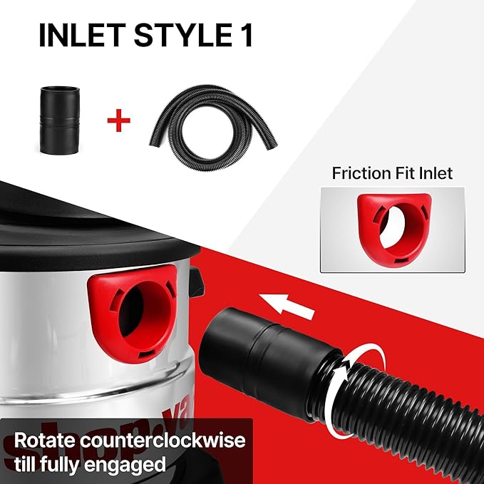Shop-Vac Premium Universal Hose Plastic 8'X 1-7/8", Vacuum Hose Compatible with Rigid, Dewalt, Husky, Craftsman, Bauer, Masterforce Vacuum Cleaners