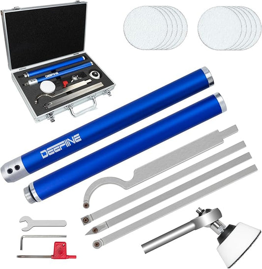 Carbide Tip Wood Lathe Turning Tool set With Bowl sander, Lathe Roughing and Finishing Hollowing Tool Interchangeable Aluminum Alloy Handle with 4pcs Carbide Inserts For Woodturning
