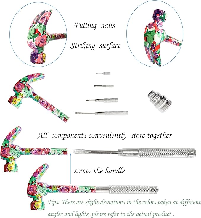 6 in 1 Flower Hammer & Screwdriver Tool, All In One Screwdriver Hammer Tools Set, Best Gift for Birthday Valentine's Mother's day Christmas Thanksgiving Halloween