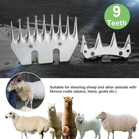 9 Tooth Sheep Shears Replacement Blades PRO Universal Blade for All Major Brands Oster GDJOB TAKEKIT BEETRO Dragro Lister Heiniger Sheep Clippers for Sheep Alpacas Goats (9 Tooth Silver)