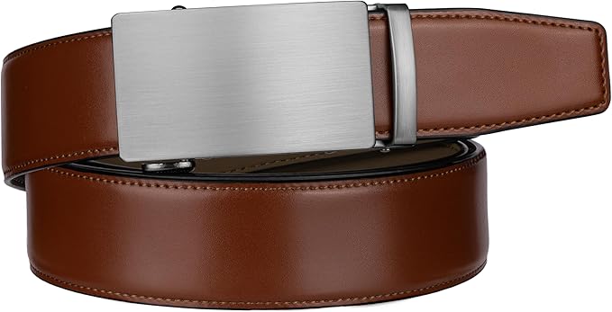 Zitahli Belt Men, Ratchet Belt Dress with 1 3/8" Premium Leather,Slide Belt with Easier Adjustable Automatic Buckle