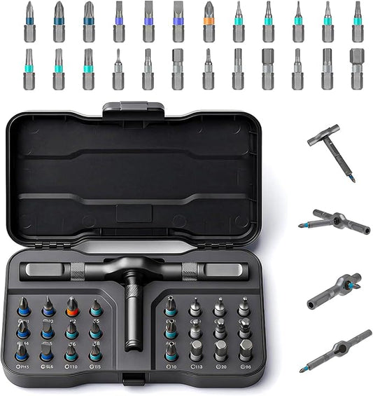 24 in 1 Magnetic Screwdriver Set, DIY Ratchet Screwdriver Set with Detachable Handle, Portable Compact Repair Tool Kit for Furniture Laptop Electronicsv Bicycle