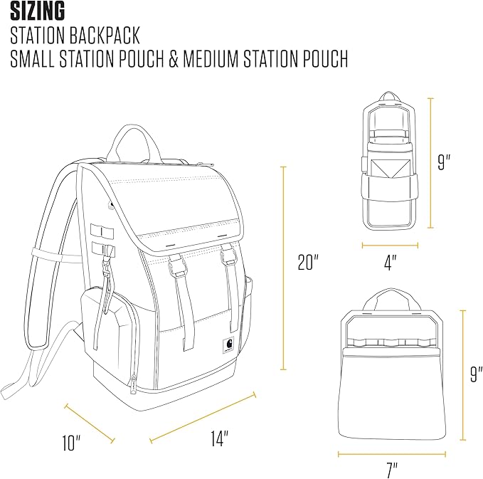 Carhartt Mens Station Tool Bag W/Adjustable Shoulder Straps, Durable, Water-Resistant Tool Organizer, Tool Backpack