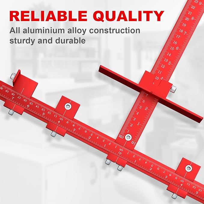 ECY Cabinet Hardware Jig ??Adjustable Cabinet Handle Installation Tool, All-Aluminum Drill Guide with Automatic Center Punch for Drawer Pulls & Cabinet Doors