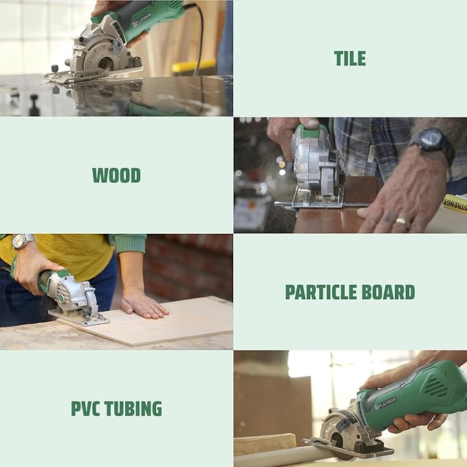 ROTORAZER SAW Platinum Compact Circular Saw Set - New Model for 2024! Extra Powerful - Deeper Cuts! Cut Drywall, Tile, Grout, Metal, Pipes, PVC, Plastic, and Copper. AS SEEN ON TV! (Green)