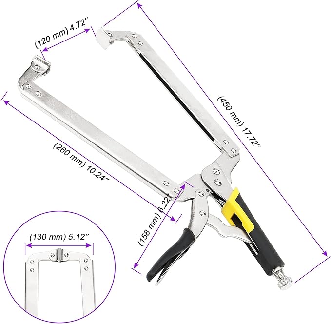 JOIKIT 3PCS 18 Inch Large C Clamp Locking Pliers with Swivel Pads, Adjustable Welding Pliers, Vise Grip for Woodworking Carpentry, Welding, Electrical Equipment, Black Grip Handles