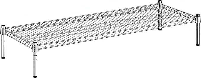 18" x 48" x 8" Chrome Wire Storage Shelf, Dunnage Rack, Commercial 1 Tier Small Shelf