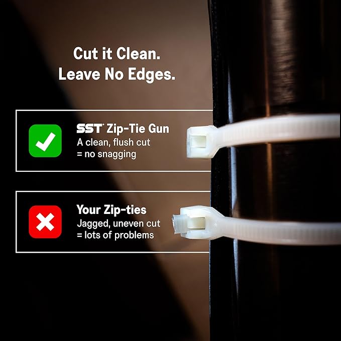 SST - Zip Tie Gun - Maneuver Through Tight & Awkward Spots With Precision - Compatible With All Standard Zip Tie Sizes - Exact Level of Tension - Securely Tighten & Trim Cleanly - Designed in the USA
