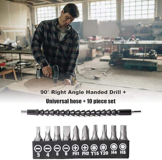 Flexible Drill Bit Extension, Bendable Drill Extension11.6inch, Manual 90째 Right Angle, 1/4 Flexible Extension for Drill, Adaptor Hex Flexible Screwdriver Extension Black (12PCS)