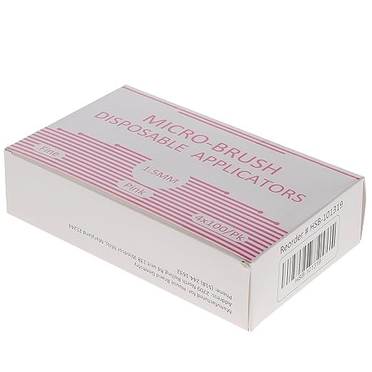 HSB 101319, Micro-Brush Applicators, Disposable Dental Micro Brushes, Bendable Neck for Precision Application, Ideal for Dental & Cosmetic Applications, Fine, Pink, 400/Pk, Case of 40 Boxes