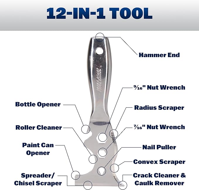 WAL-BOARD TOOLS Drywall Finishing Tool Kit, 4 Putty Knives, Multi Tool, DTKJNT2