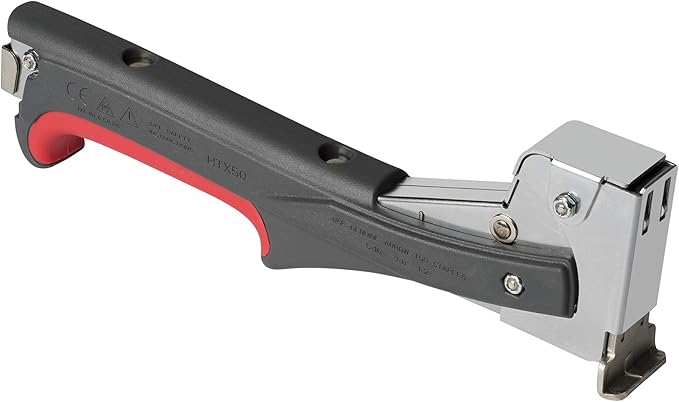Arrow HTX50 Professional Heavy Duty Hammer Tacker, Manual Stapler for Construction and Insulation, Ergonomic Grip Handle, Dual-Capacity Rear-Load Magazine, Fits 5/16?? 3/8", or 1/2" Staples , Grey