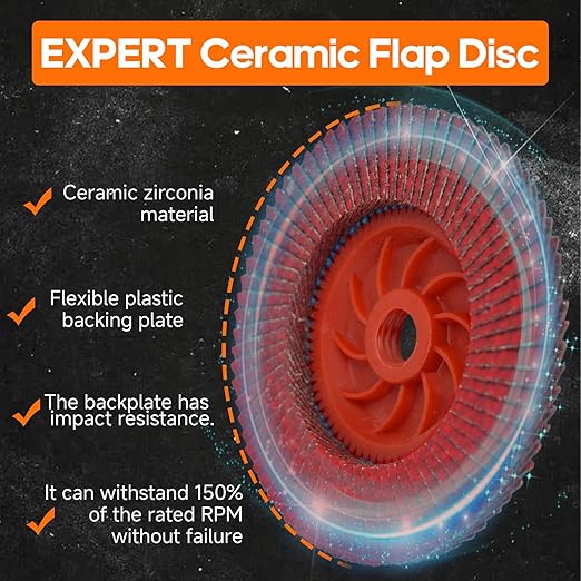 Expert Ceramic Flap Disc 4 1/2 for Angle Grinder, 80 Grit Type 27 Flap Sanding Disc, High Density Trimmable Grinding Wheels for Stainless Steel, Sheet Metal (5 Pack)
